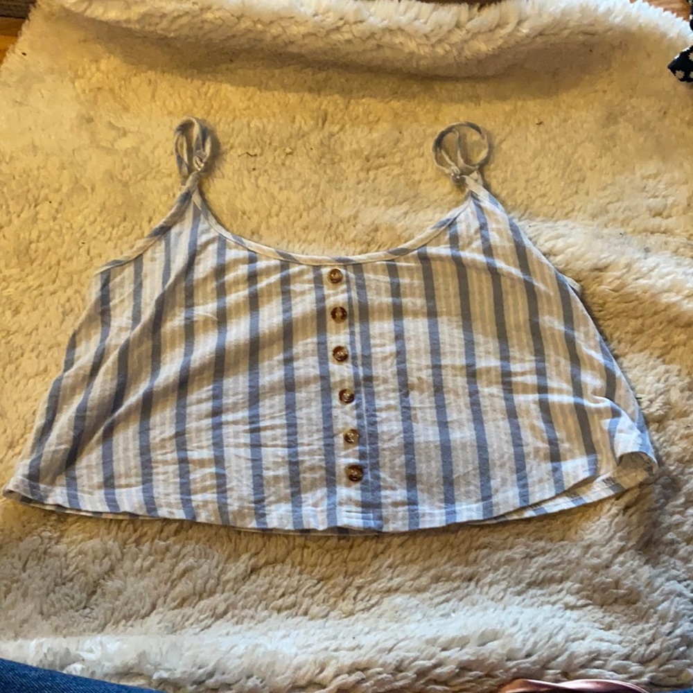 white and blue stripped tank top XS